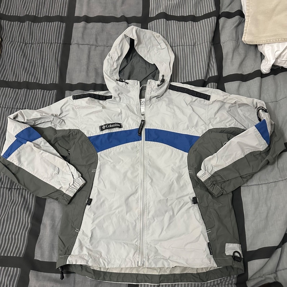 Columbia Sportswear Company Jacket Size MediumHooded White Gray Blue